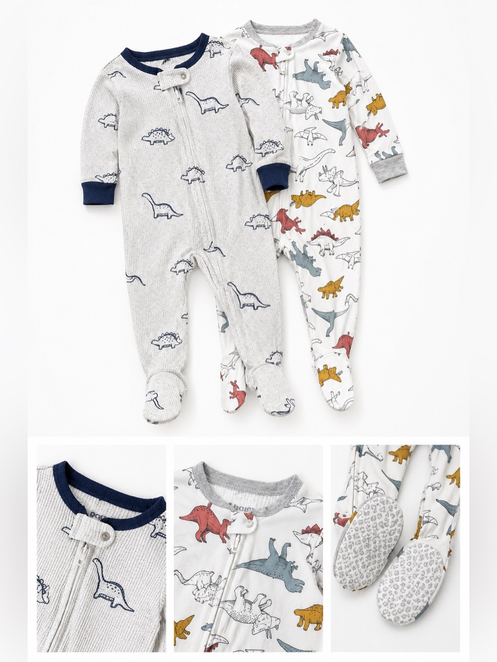 Carter’s 18M Dinosaur Footed Pajama Bundle, 2 zip-up sleep & play one - piece